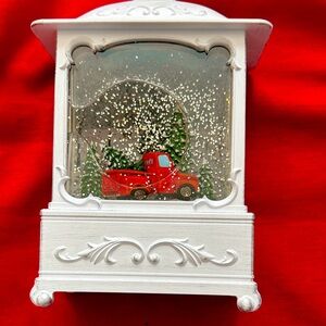 Festive Red Truck Snow Globe Lantern
